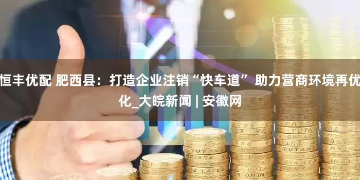 恒丰优配 肥西县：打造企业注销“快车道” 助力营商环境再优化_大皖新闻 | 安徽网